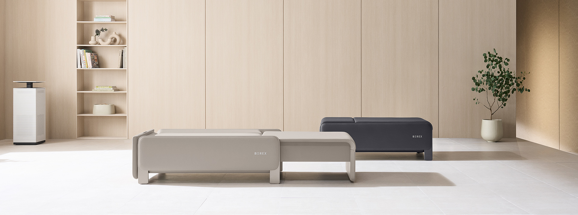 Coway Berex massage bed available in two color options: Ink Black and Champagne Beige