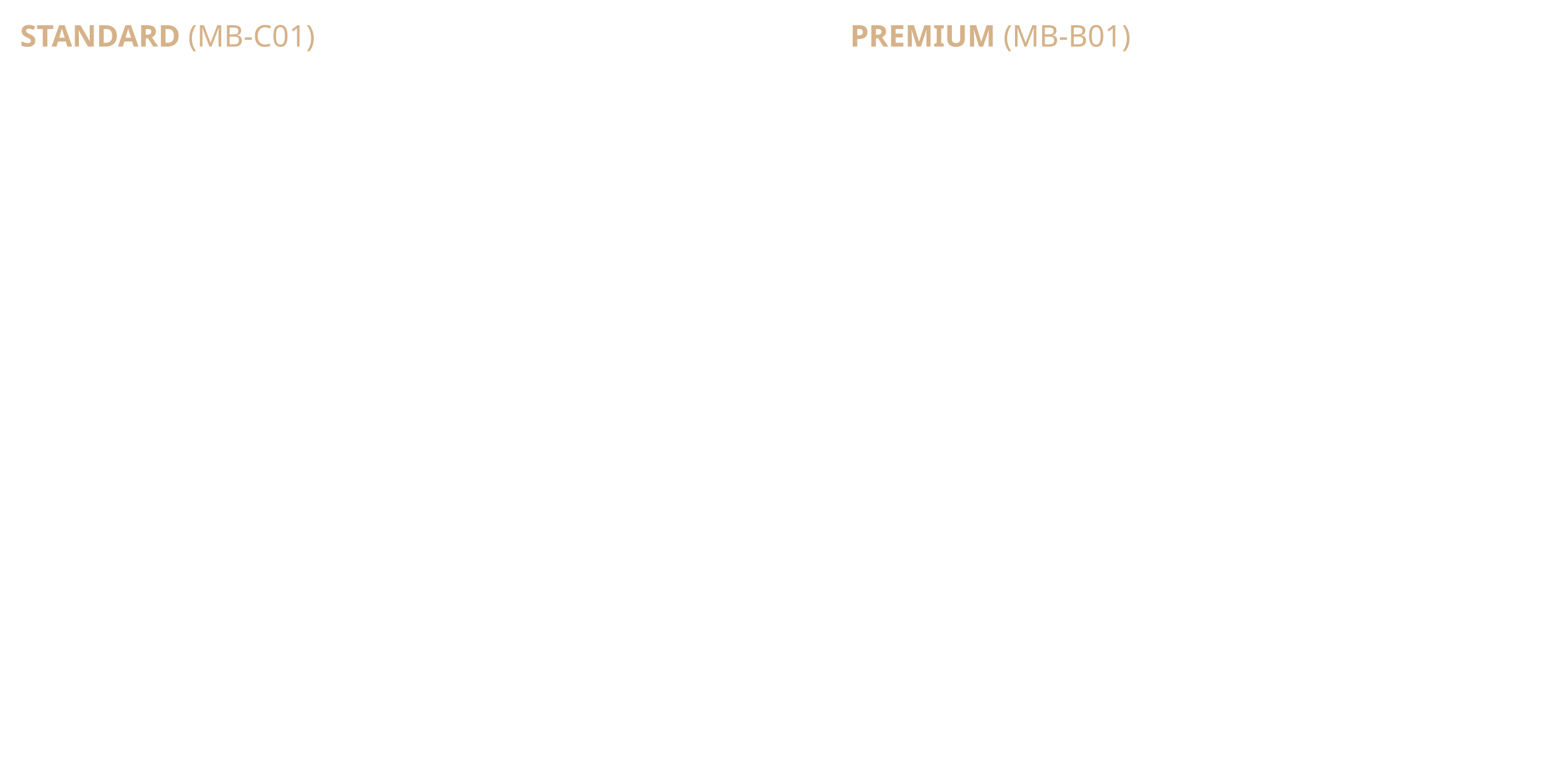 Coway BEREX Massage Bed - Comparison of Premium & Standard Features