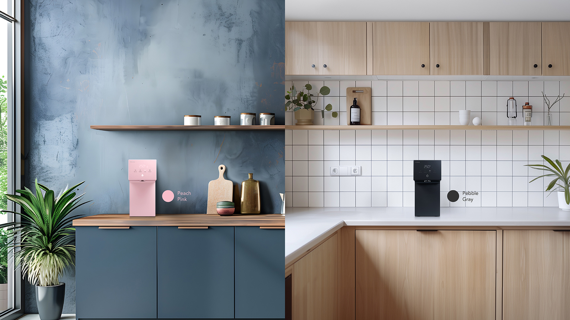Dazzie small and compact home water dispenser in porcelain white and pebble gray | Coway Malaysia